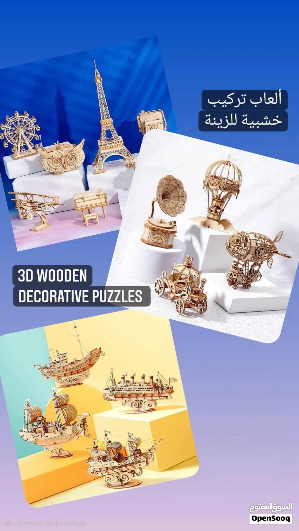 3d wooden toys and puzzles العاب تركيب خشبية للصغار والكبار