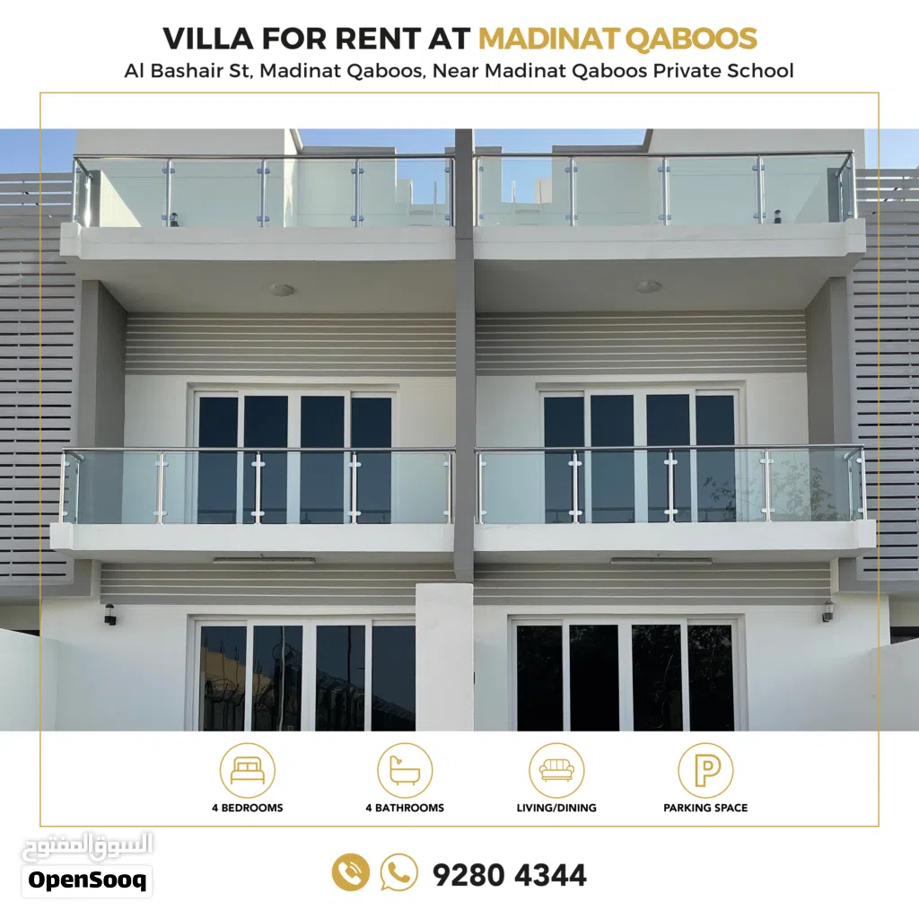4BHK villa for rent in Madinat As Sultan Qaboos
