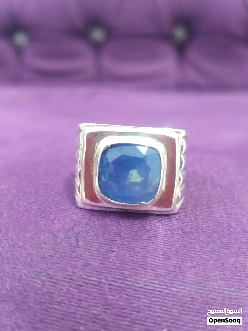 خاتم زفير ياقو ت أزرق بورمي طبيعي غير معالج natural untreated burma blue sapphire ring